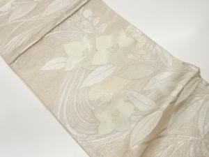 紗 流水に花葉模様織出し袋帯